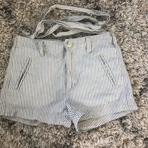 Striped shorts with a belt